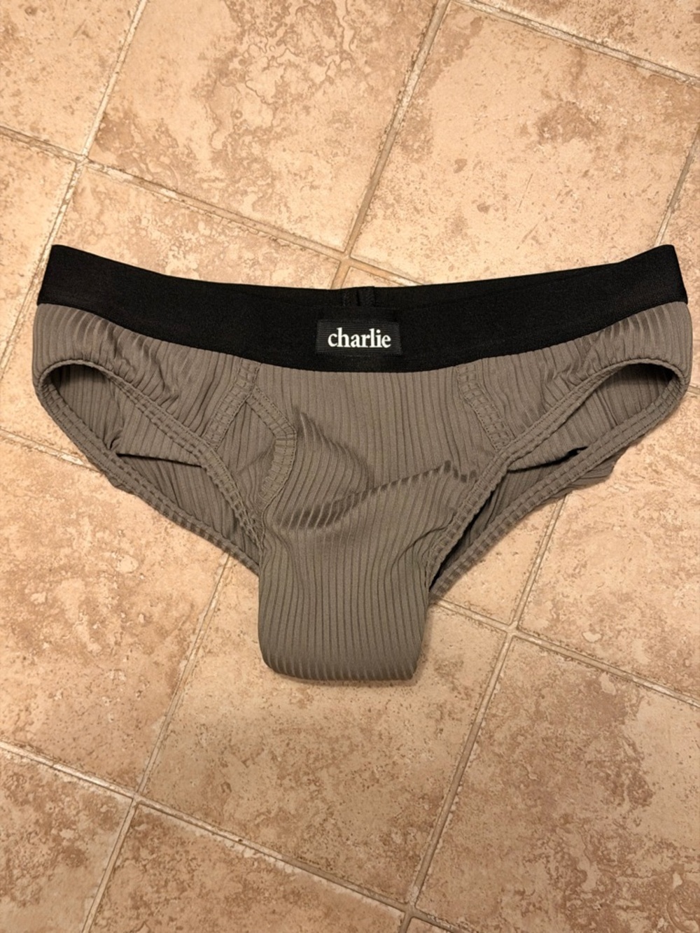 charlie Ribbed Brief - Olive Green with Black Waistband